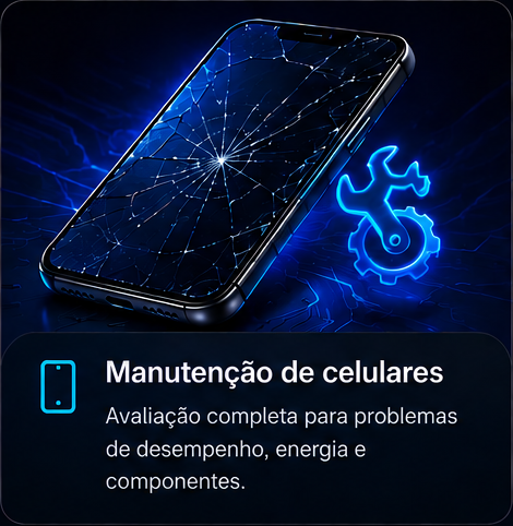 Manutenção de celulares: avaliação completa para problemas de desempenho, energia e componentes.
