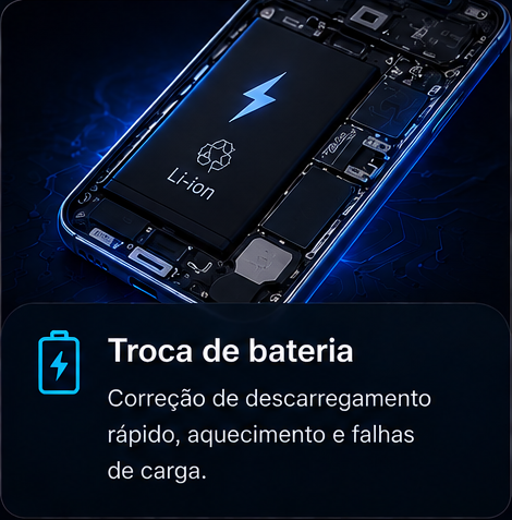 Troca de bateria: correção de descarregamento rápido, aquecimento e falhas de carga.